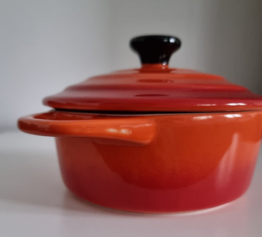 Lovely Small Orange Lidded Ceramic Casserole Dish/Pot