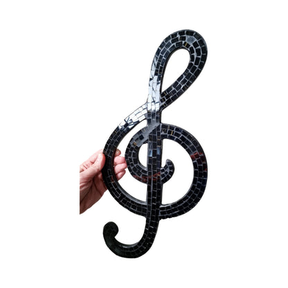 Large Handmade Mosaic Musical Treble Clef Shaped Wall Hanging