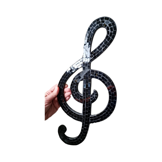 Large Handmade Mosaic Musical Treble Clef Shaped Wall Hanging