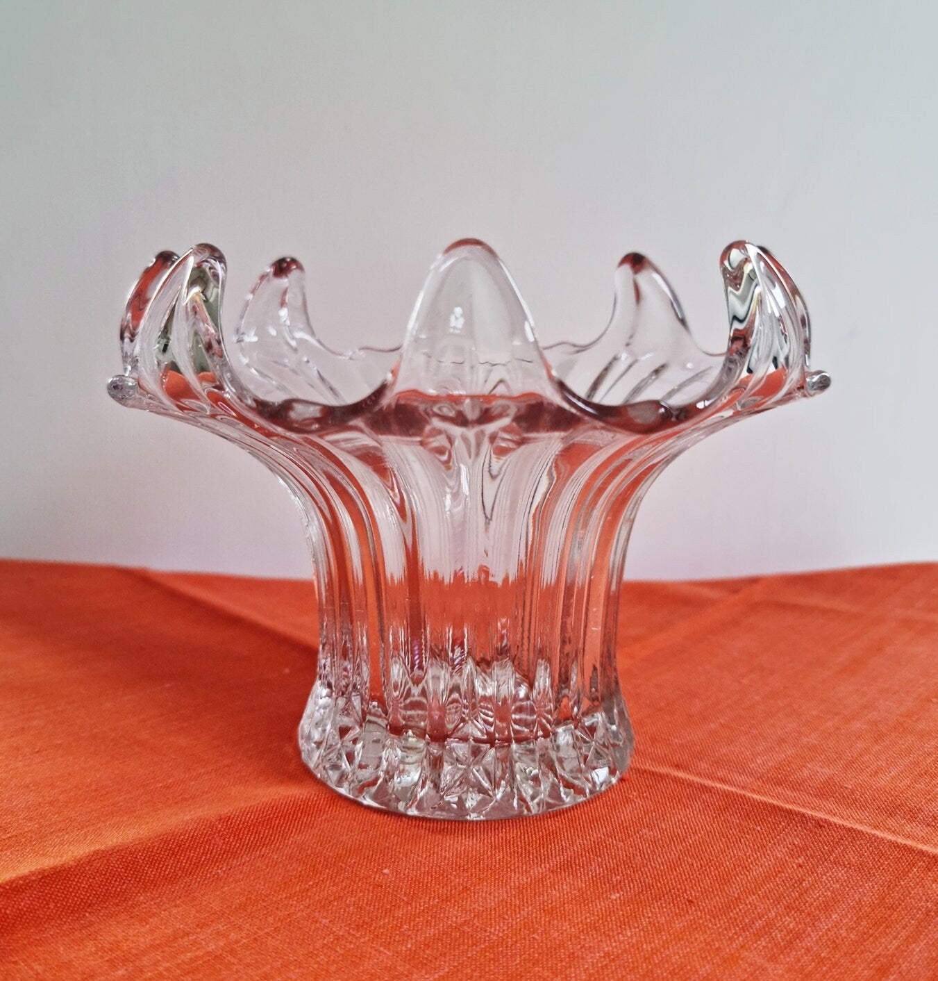 Vintage Sowerby Art Deco Clear Glass Lily Vase