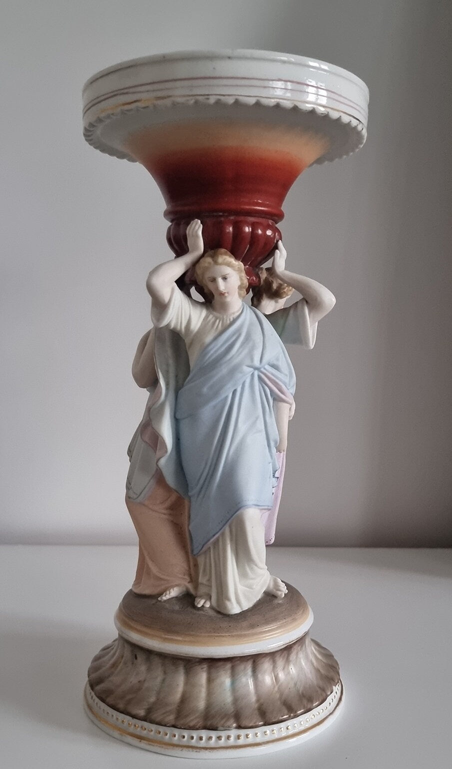 Antique Porcelain Centrepiece Bowl Base Featuring The Three Graces