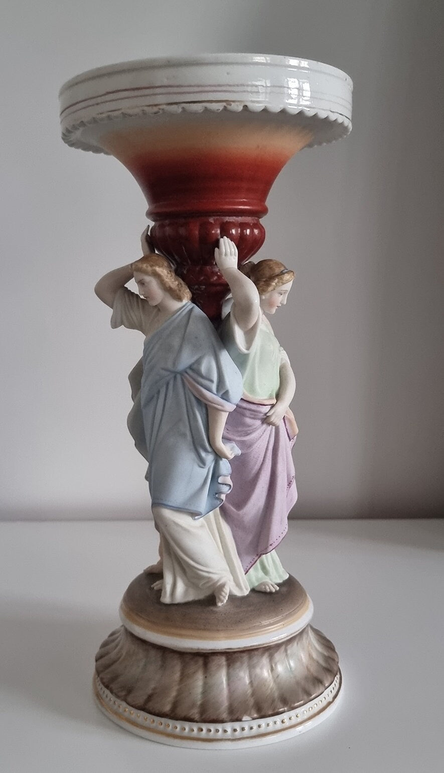 Antique Porcelain Centrepiece Bowl Base Featuring The Three Graces