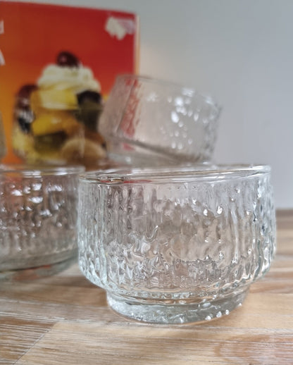 Vintage Ravenhead Siesta Glass Dessert Bowls/Sundae Dishes