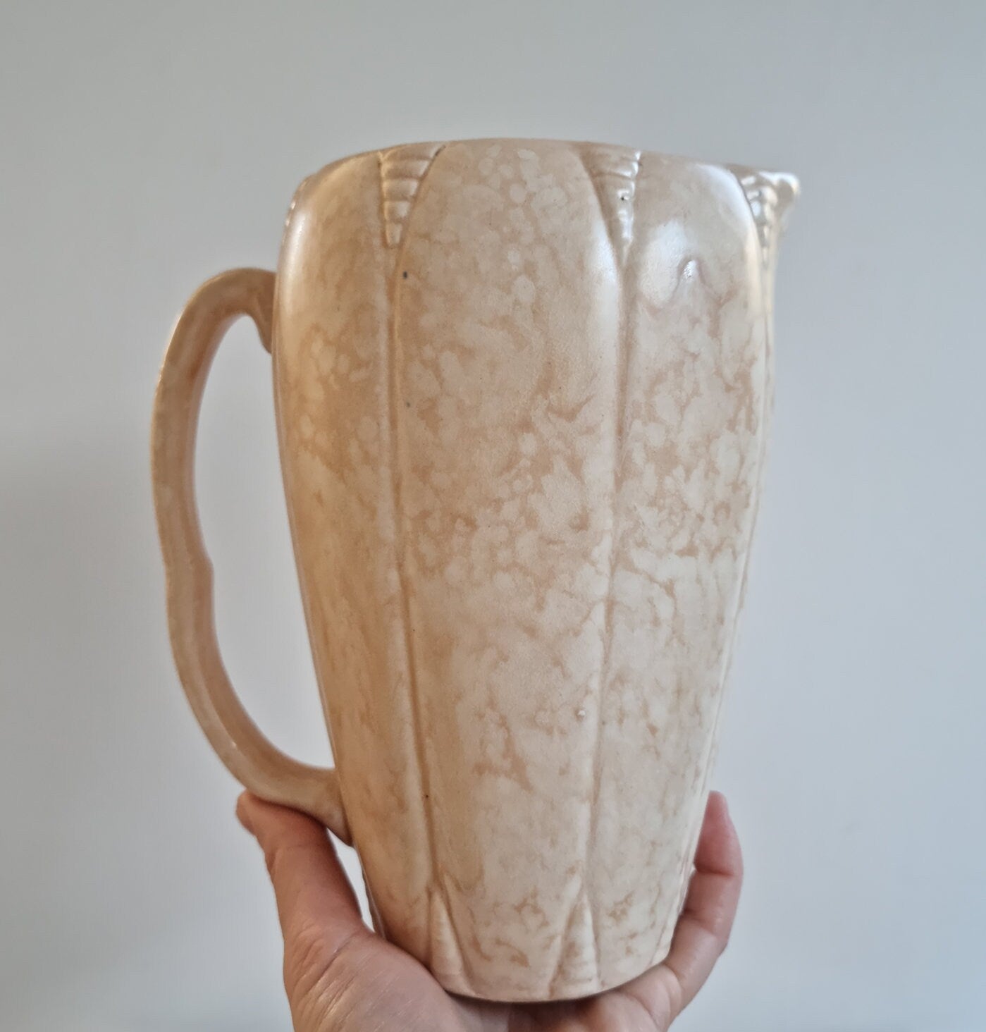 Vintage Art Deco Arthur Wood Beige Ceramic Jug