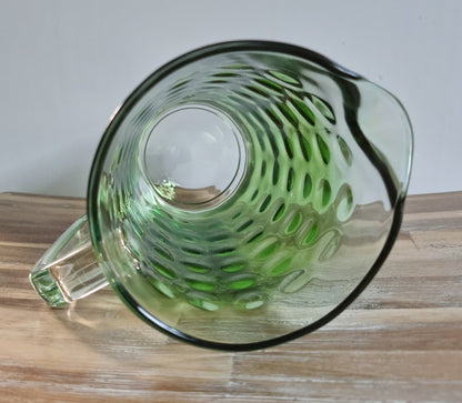 Retro Vintage Clear/Green Glass Jug In Polka Dot Design