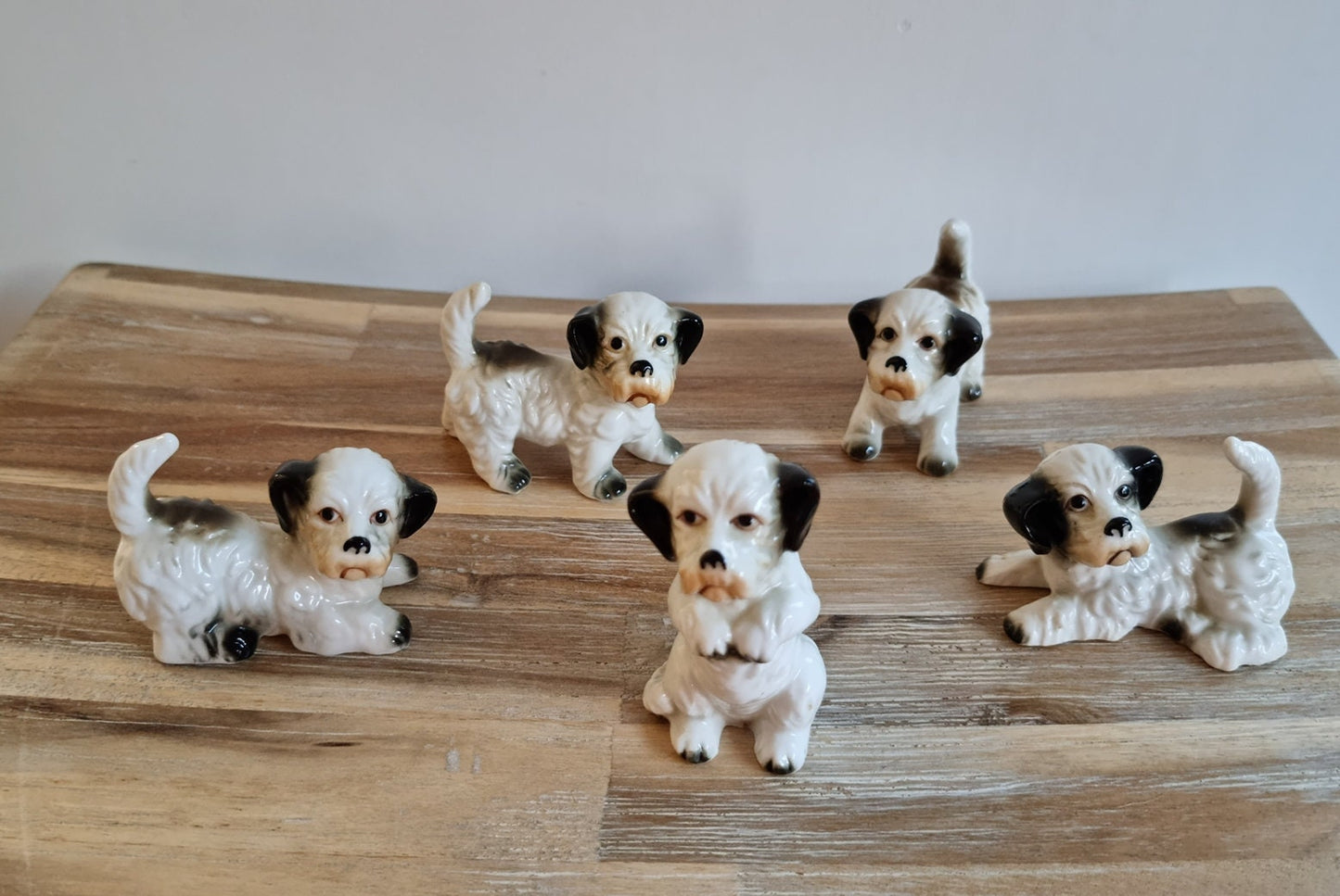 Set Of 5 Mid Century Miniature Porcelain Dog Figurines