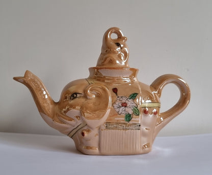 Vintage Chinese Pearlescent Lustreware Elephant Teapot