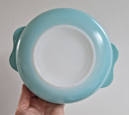 Set Of 2 Vintage JAJ Pyrex Easy Grip Round Casserole Dishes In Duck Egg Blue