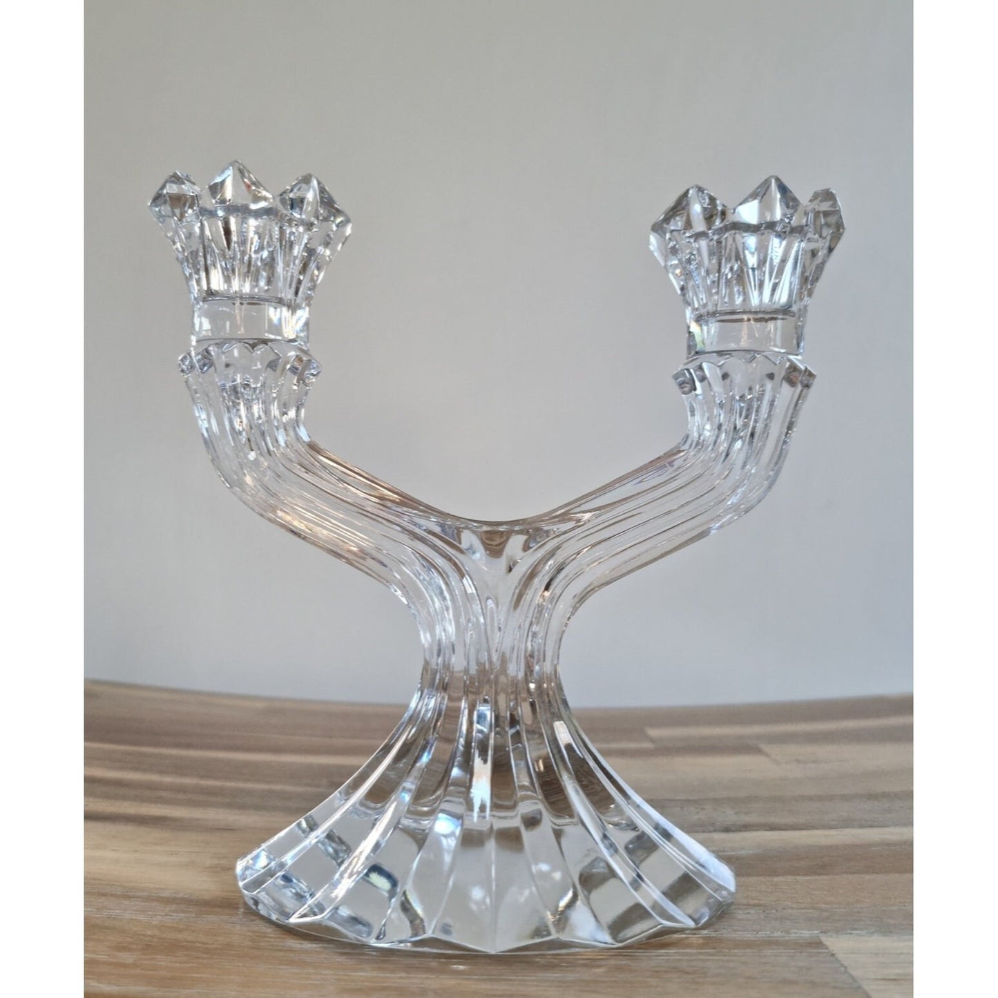 Vintage Bohemia Lead Crystal Glass Candlestick Holder