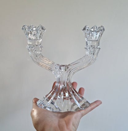 Vintage Bohemia Lead Crystal Glass Candlestick Holder