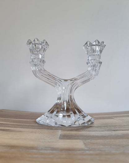 Vintage Bohemia Lead Crystal Glass Candlestick Holder