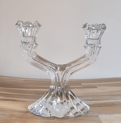 Vintage Bohemia Lead Crystal Glass Candlestick Holder