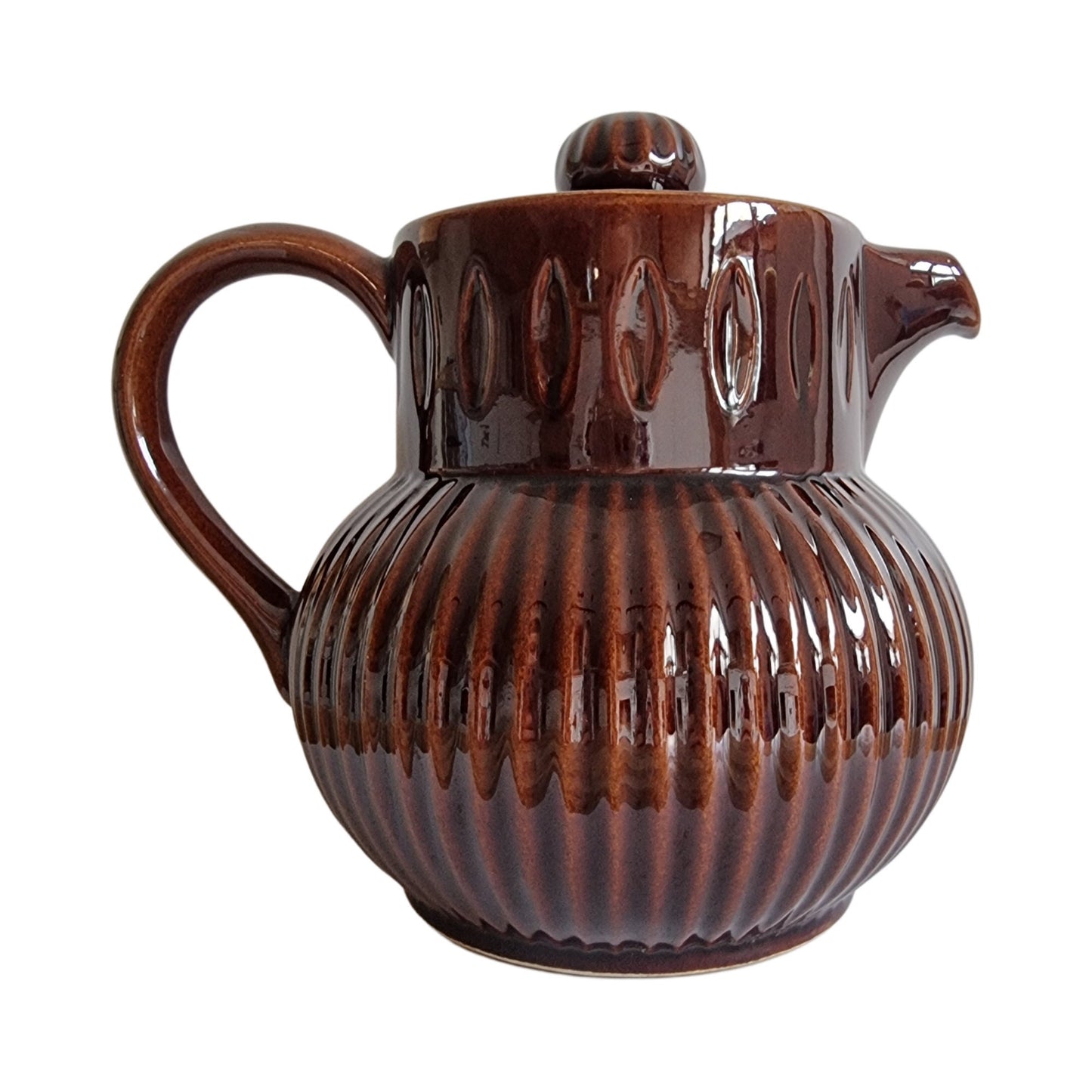 Large Retro Ceramic Teapot In Brown