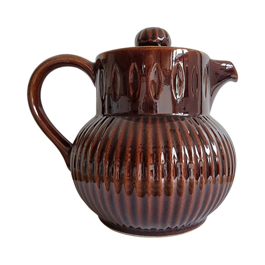 Large Retro Ceramic Teapot In Brown