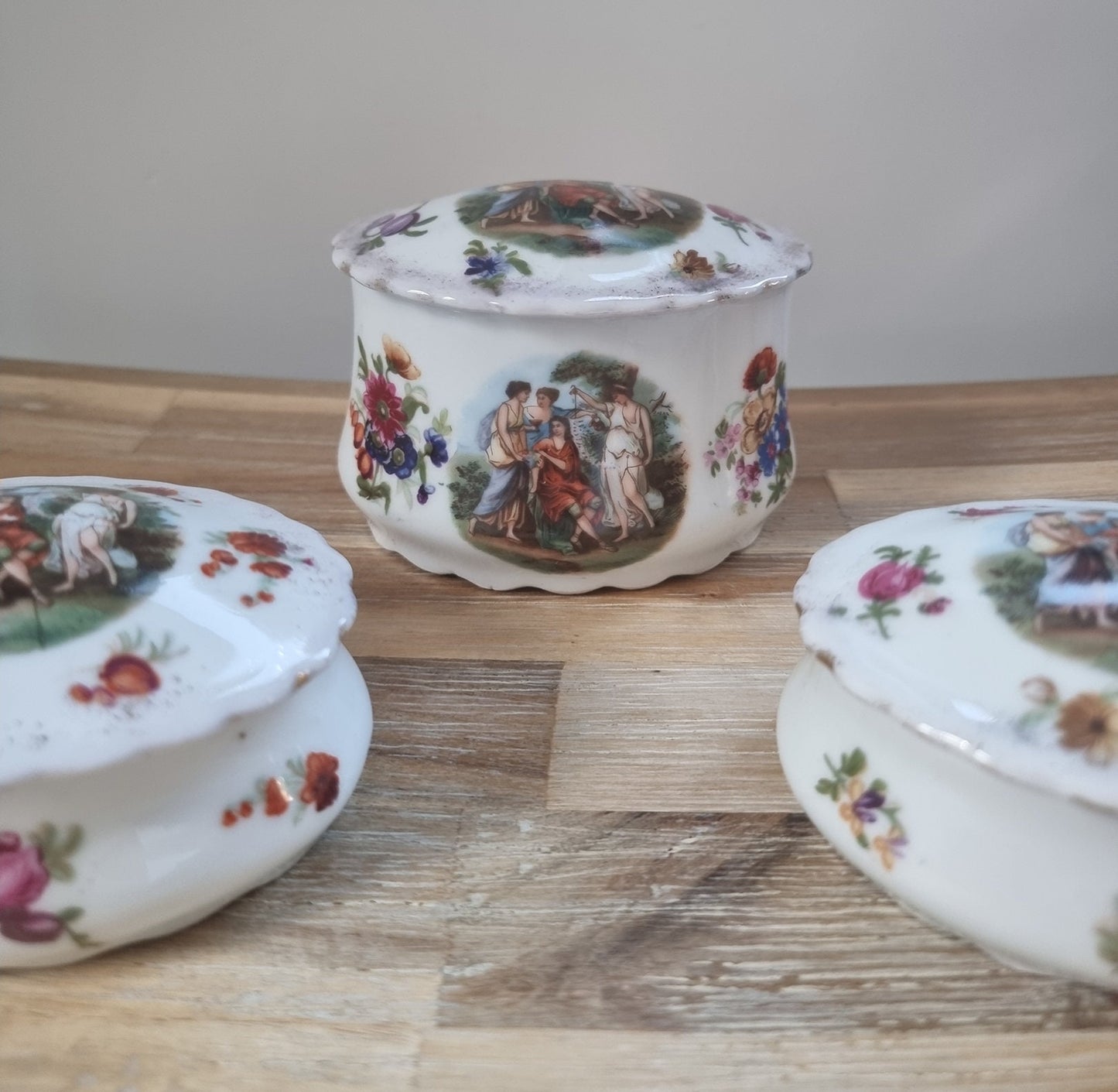 Vintage Victoria China Czechoslovakia Porcelain Trinket Boxes