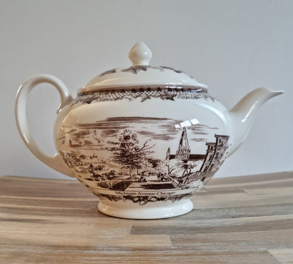 Vintage Historic America ll "Michigen Avenue Chicago" Teapot By Johnson Brothers