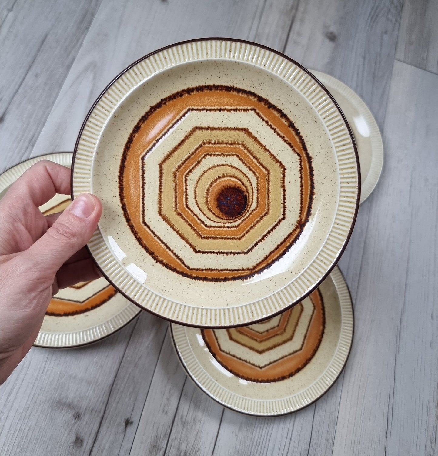 Set Of Four 1970's Poole Pottery Broadstone Vortex Tea Plates/Bread & Butter Plates