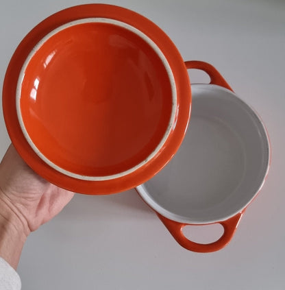 Lovely Small Orange Lidded Ceramic Casserole Dish/Pot