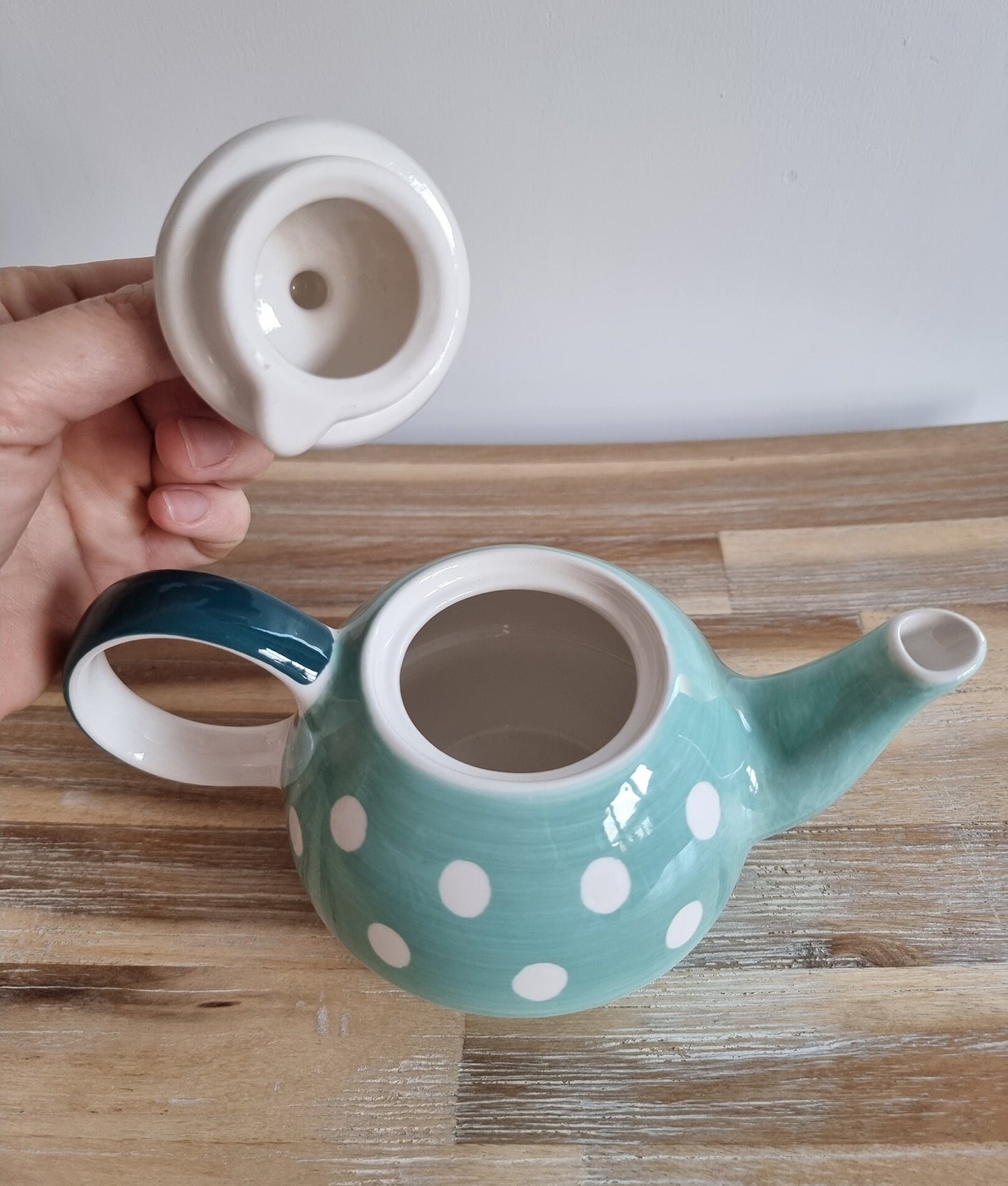 Whittard Of Chelsea Small Hand Painted Polka Dot Blue Teapot