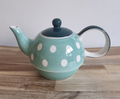 Whittard Of Chelsea Small Hand Painted Polka Dot Blue Teapot