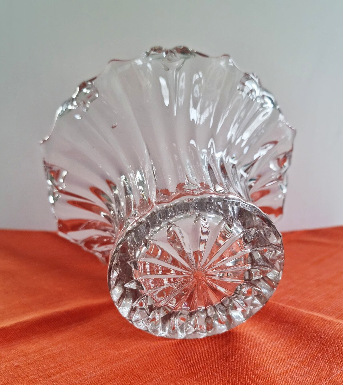 Vintage Sowerby Art Deco Clear Glass Lily Vase