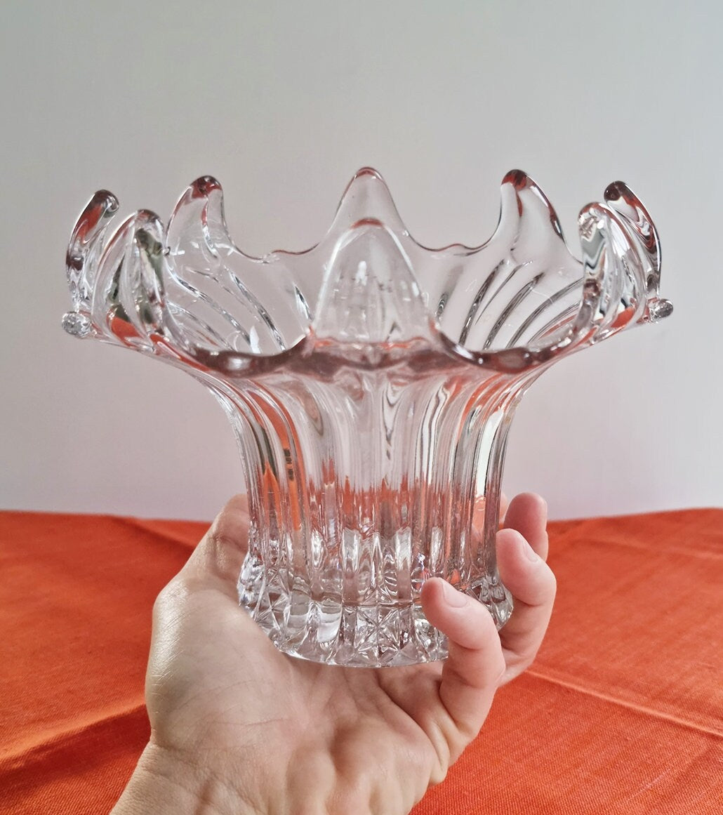 Vintage Sowerby Art Deco Clear Glass Lily Vase