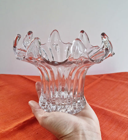 Vintage Sowerby Art Deco Clear Glass Lily Vase