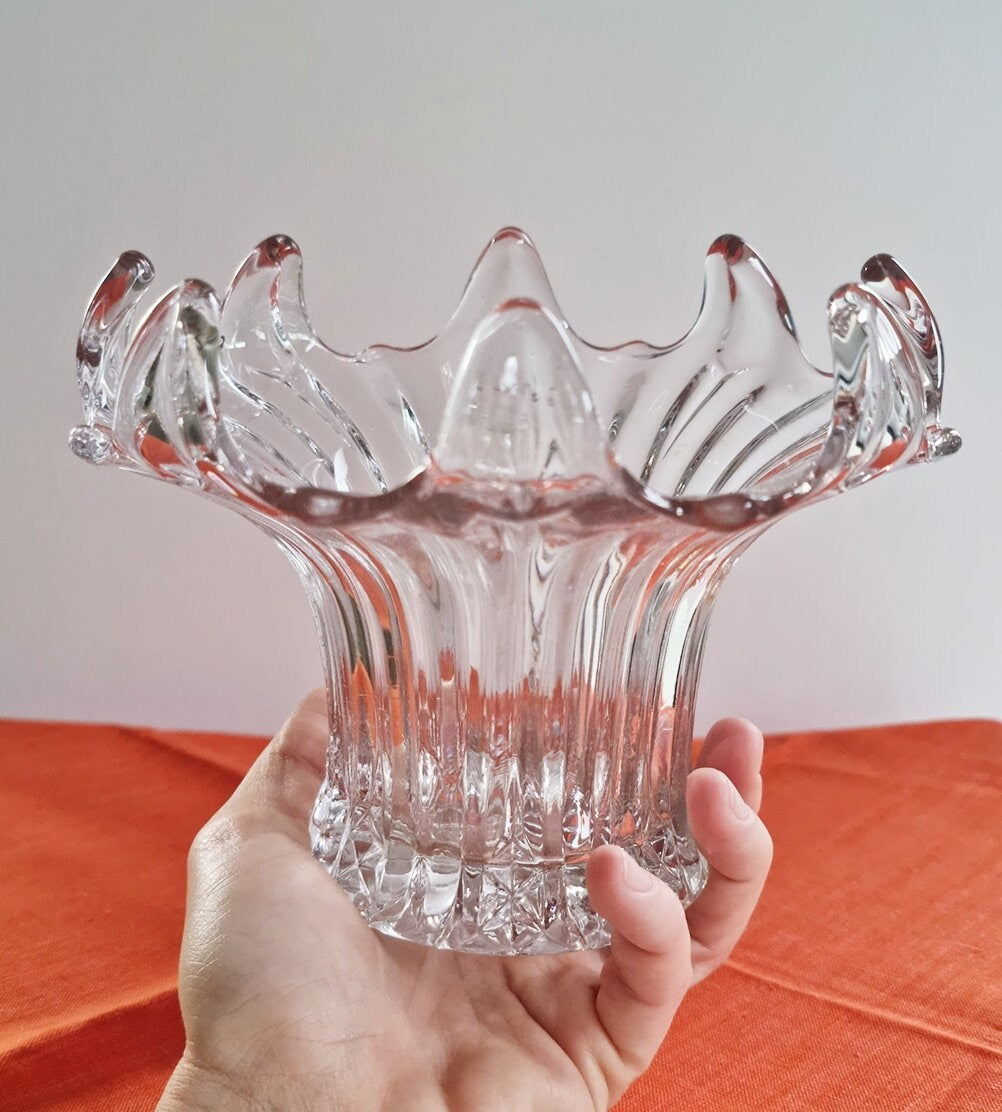 Vintage Sowerby Art Deco Clear Glass Lily Vase