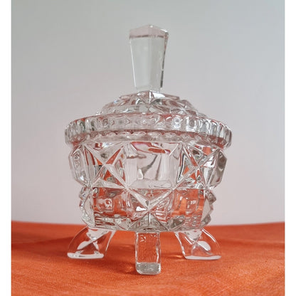 Vintage Footed Glass Sugar Bowl/Candy Dish With Lid