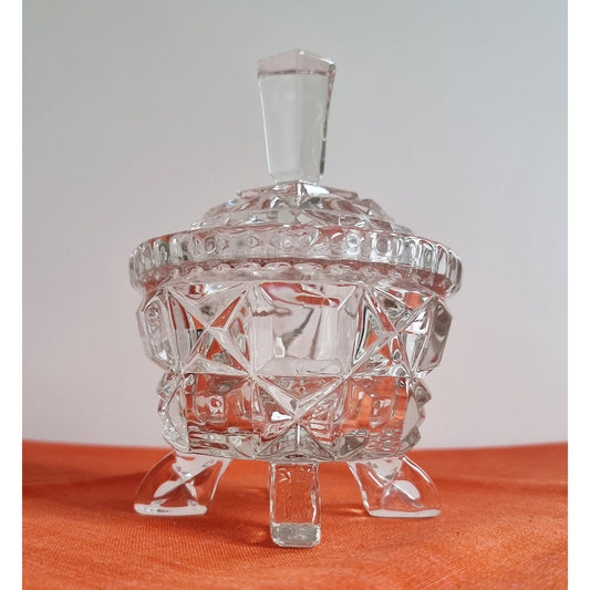 Vintage Footed Glass Sugar Bowl/Candy Dish With Lid