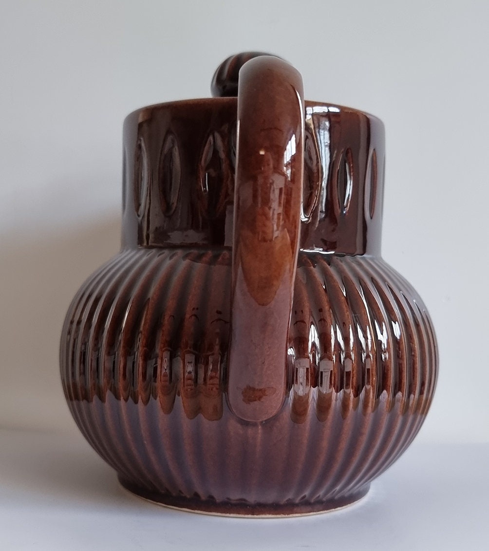 Large Retro Ceramic Teapot In Brown