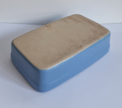 Retro Blue Rectangular Stoneware Dish