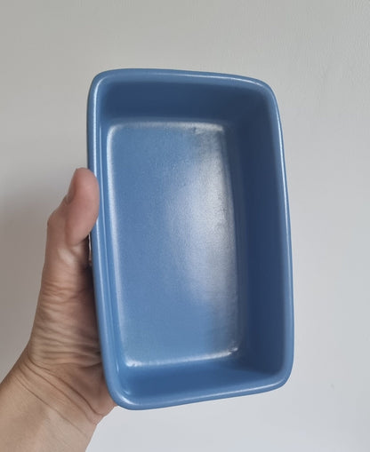 Retro Blue Rectangular Stoneware Dish