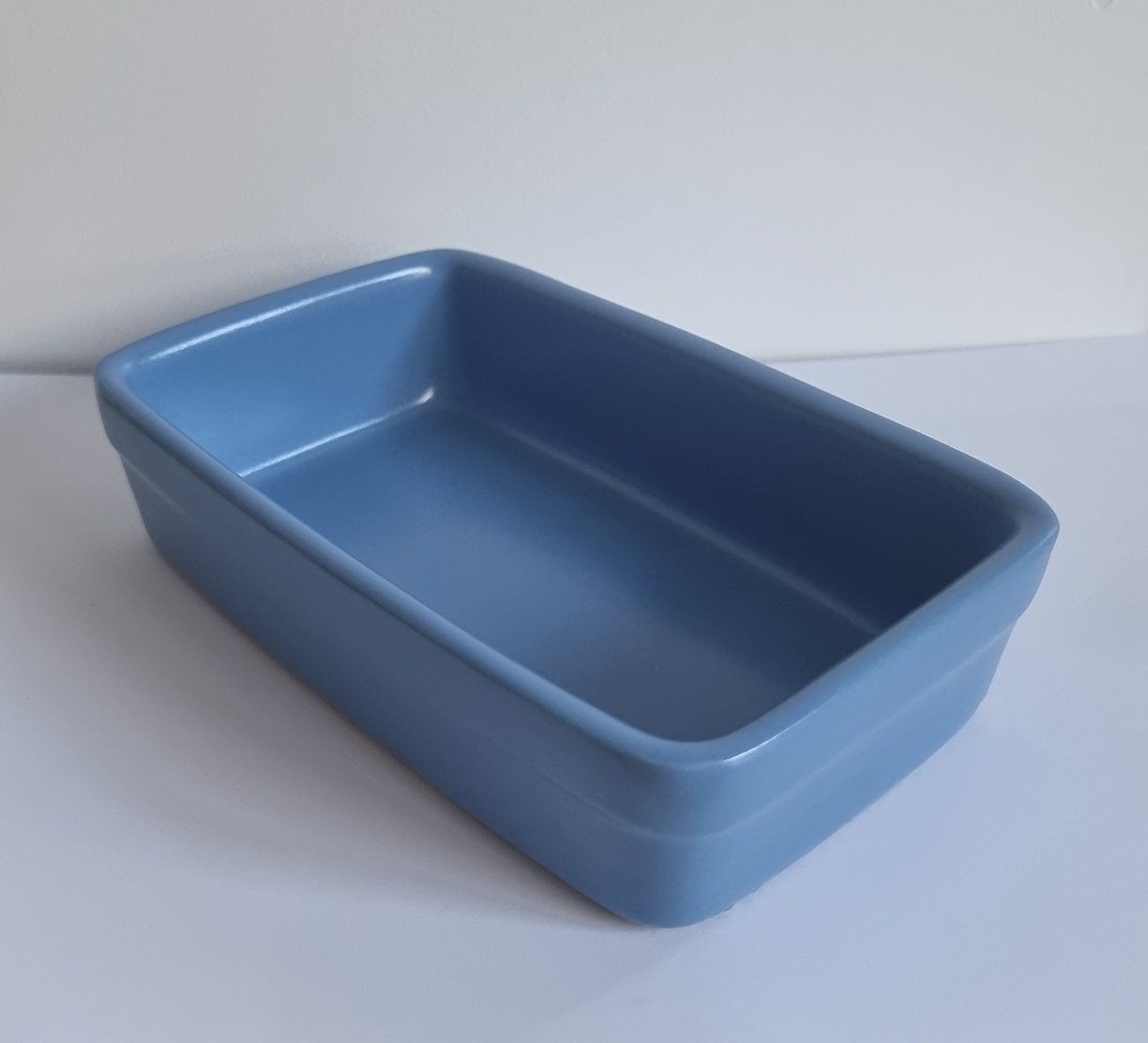 Retro Blue Rectangular Stoneware Dish