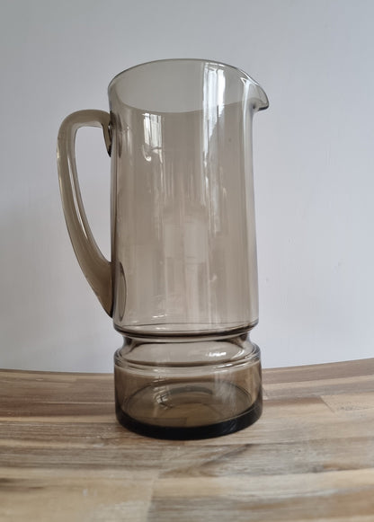 Vintage Retro Smoked Brown Glass Jug