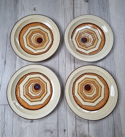 Set Of Four 1970's Poole Pottery Broadstone Vortex Tea Plates/Bread & Butter Plates