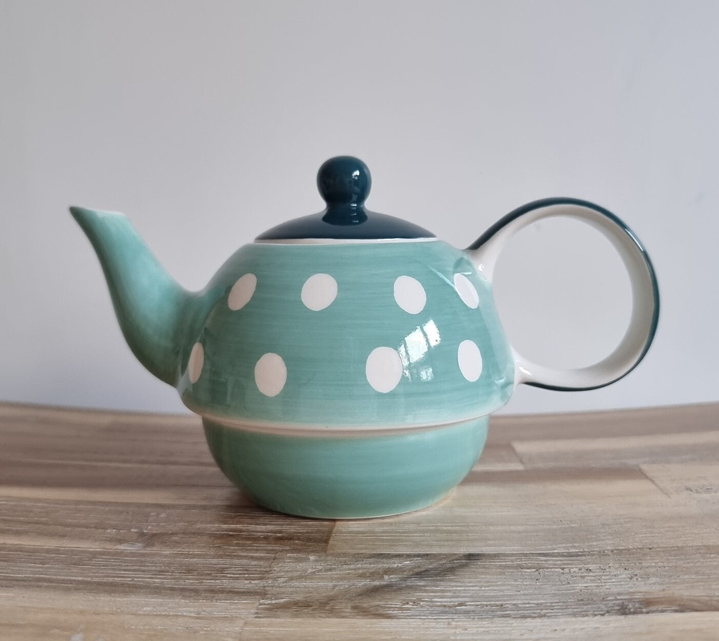 Whittard Of Chelsea Small Hand Painted Polka Dot Blue Teapot