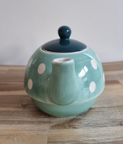 Whittard Of Chelsea Small Hand Painted Polka Dot Blue Teapot