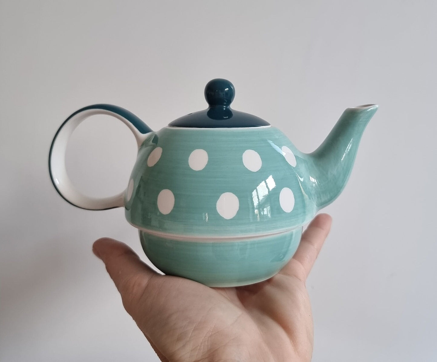 Whittard Of Chelsea Small Hand Painted Polka Dot Blue Teapot