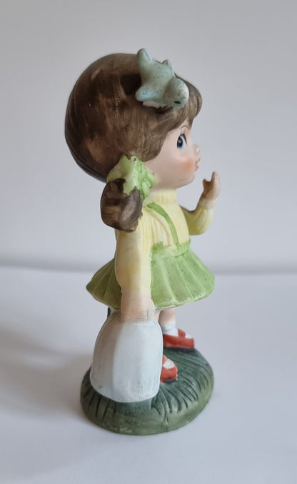 Vintage HOMCO Girl Figurine With Bird & Birdcage