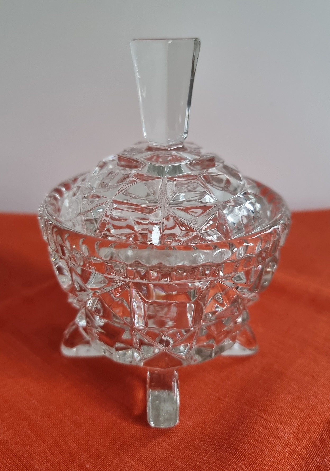 Vintage Footed Glass Sugar Bowl/Candy Dish With Lid