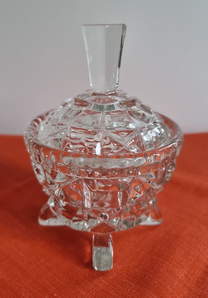 Vintage Footed Glass Sugar Bowl/Candy Dish With Lid