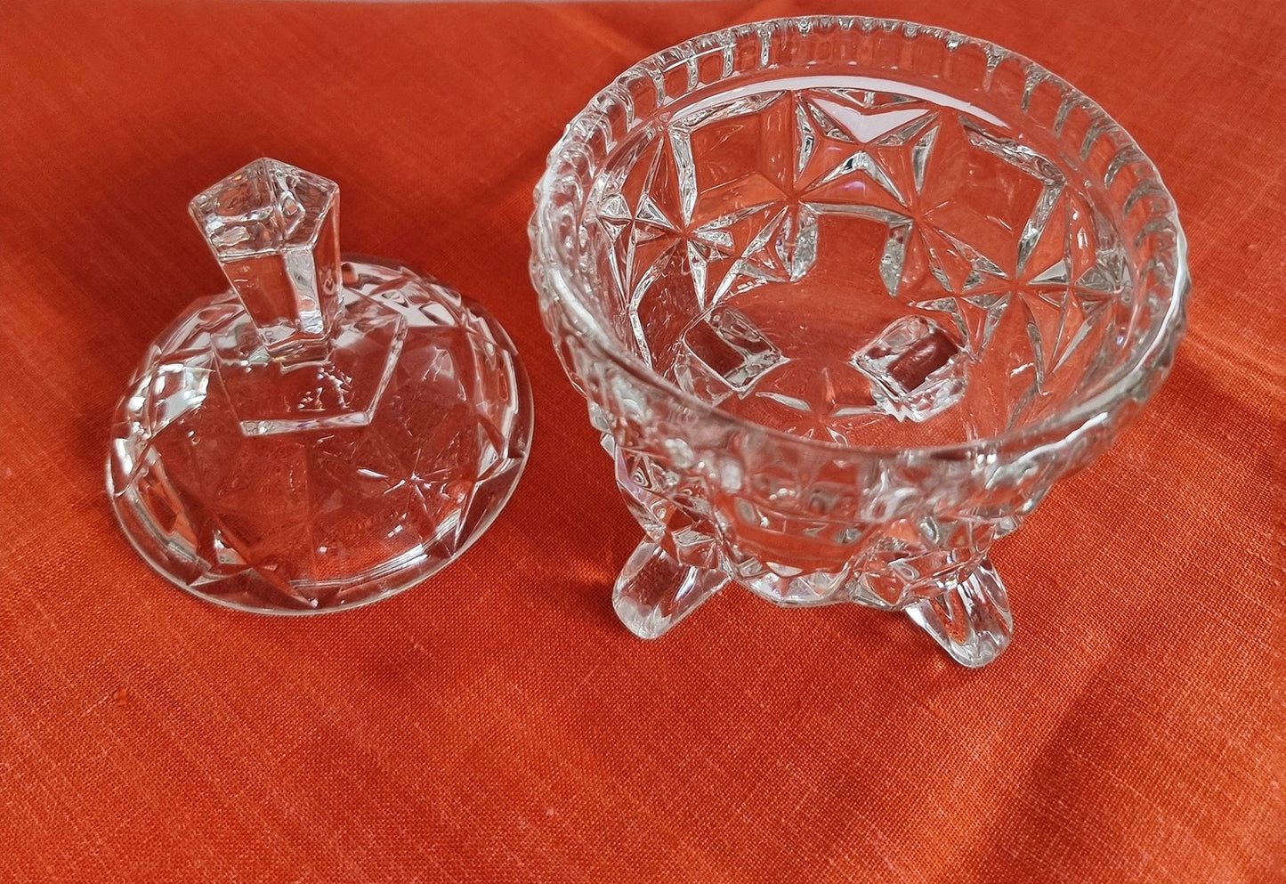 Vintage Footed Glass Sugar Bowl/Candy Dish With Lid