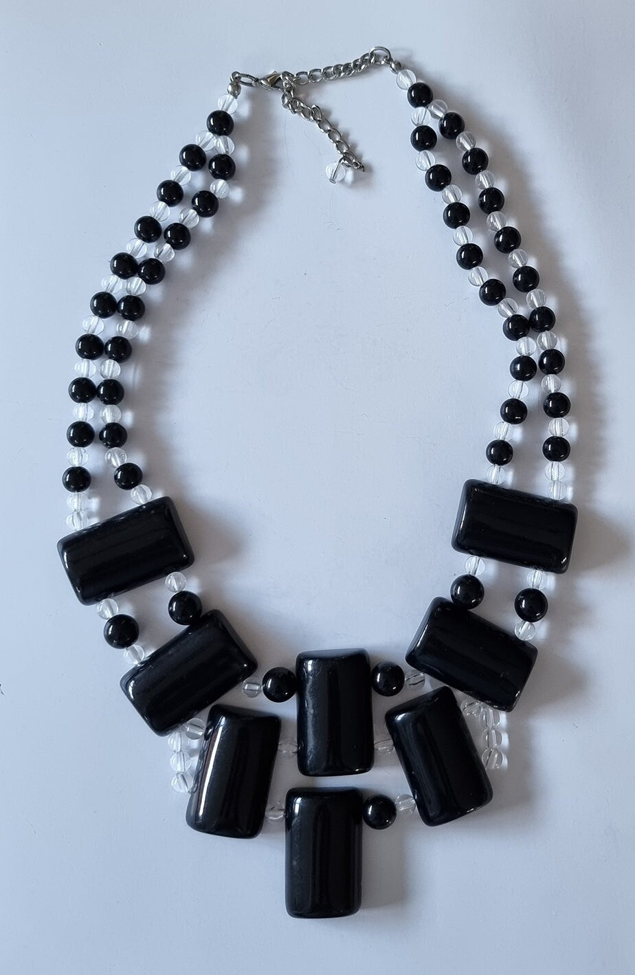 Retro Black/Clear Plastic Beads Statement Necklace