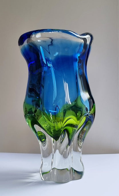 Vintage Art Glass Vase By Josef Hospodka For Chribska Glassworks