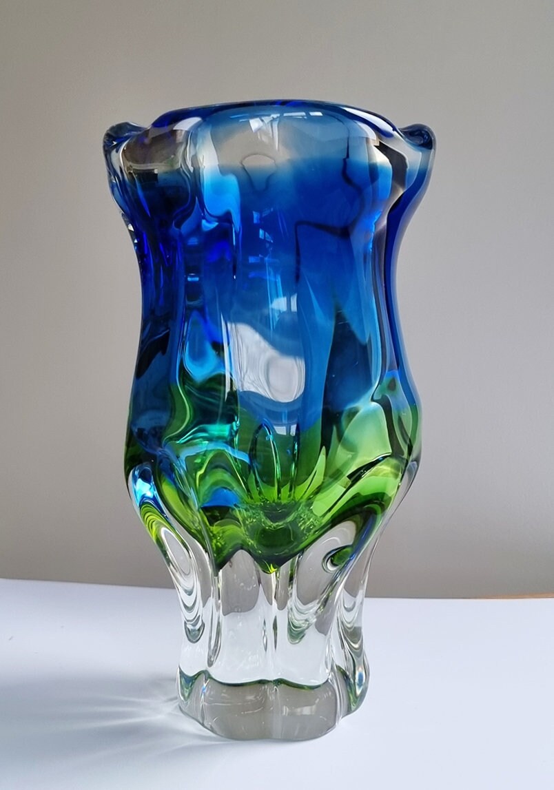 Vintage Art Glass Vase By Josef Hospodka For Chribska Glassworks