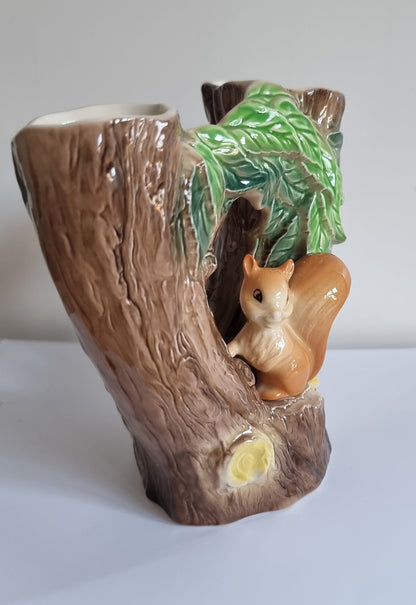 Vintage Hornsea Fauna Squirrel Double Vase