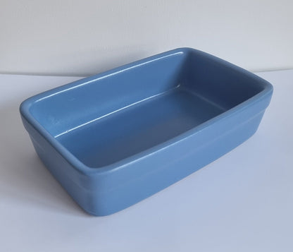 Retro Blue Rectangular Stoneware Dish