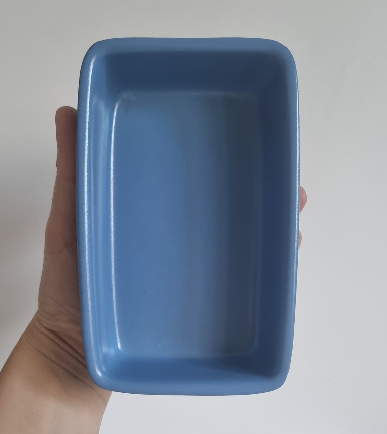 Retro Blue Rectangular Stoneware Dish