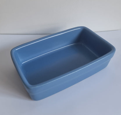 Retro Blue Rectangular Stoneware Dish